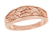 1960's Mid Century Design Men's 14 Karat Rose Gold Carved Olive Leaves Band - 6.8mm