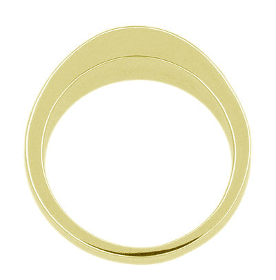 Elaia Mid Century Modern Sculptural Engraved Olive Leaves Ring in Yellow Gold - 6.1mm wide - Item: R401Y10 - Image: 2