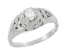 14 Karat White Gold Art Deco Diamond Filigree Engagement Ring