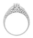 Art Deco Filigree Wheat and Scrolls Diamond Engraved Engagement Ring in 14 Karat White Gold