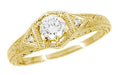 Art Deco 1/3 Carat Diamond Filigree Ring Setting in 18 Karat Yellow Gold