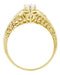 Art Deco Filigree Wheat and Scrolls Diamond Engraved Engagement Ring in 18 Karat Yellow Gold | 1920's Design