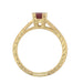 Yellow Gold Art Deco Engraved Ruby Engagement Ring with Side Diamonds - 14K or 18K
