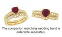 Yellow Gold Art Deco Engraved Ruby Engagement Ring with Side Diamonds - 14K or 18K