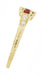 Yellow Gold Art Deco Engraved Ruby Engagement Ring with Side Diamonds - 14K or 18K