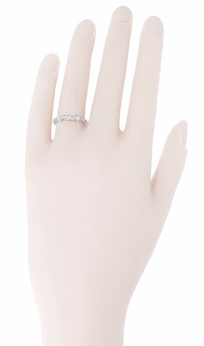 1950's Retro Moderne Diamond Filigree Wedding Ring in White Gold - Item: WR380W10-LC - Image: 3
