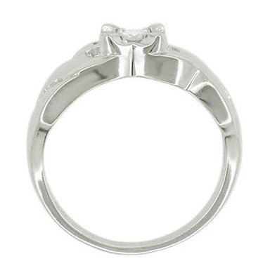 Vintage Retro Moderne Starburst Diamond Solitaire Wide Band Ring in 14 Karat White Gold - alternate view