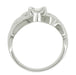 Vintage Retro Moderne Starburst Diamond Solitaire Wide Band Ring in 14 Karat White Gold