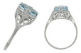 Art Deco Filigree Rectangular 1.30 Carat Aquamarine Engagement Ring in 14 Karat White Gold