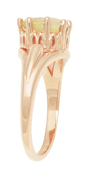 Vintage Style Regal Crown Opal Engagement Ring in 14 Karat Rose Gold - Item: R419Ro - Image: 3