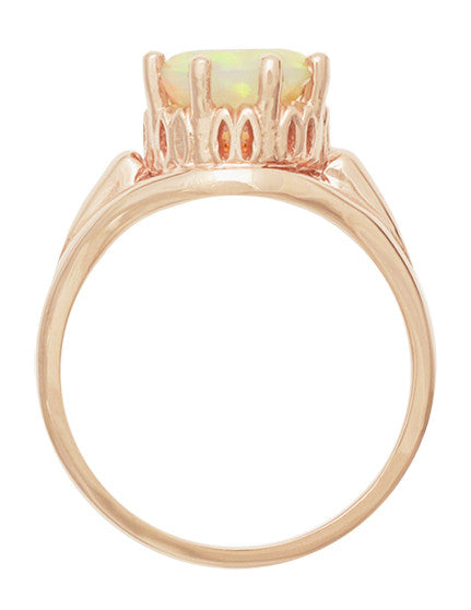 Rose Gold Vintage Natural Opal Crown Engagement Ring - R419RO