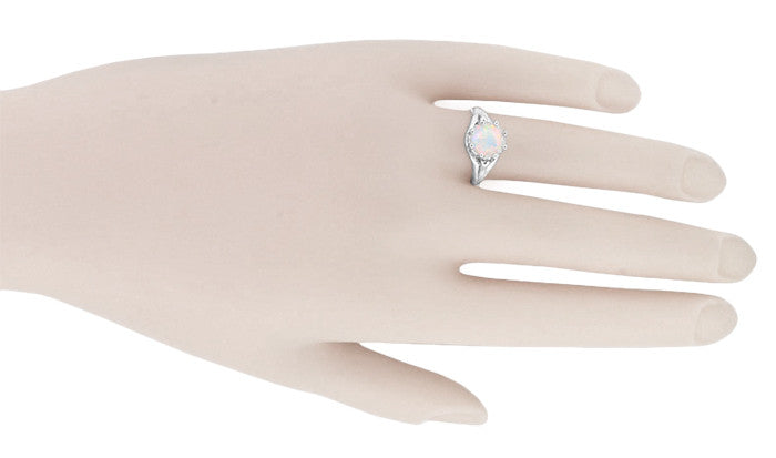 1950's Royal Crown Opal Engagement Ring in White Gold - Item: R419WO - Image: 5