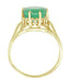 Vintage Style Regal Crown Emerald Engagement Ring in 14 Karat Yellow Gold