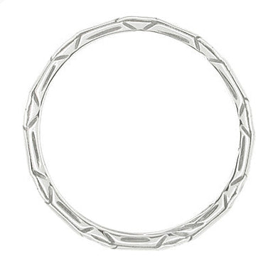 Vintage Inspired Art Deco Floral Geometric Carved Wedding Band in Platinum - SIze 6.5 - alternate view