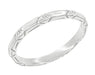 Vintage Inspired Art Deco Floral Geometric Carved Wedding Band in Platinum - SIze 6.5