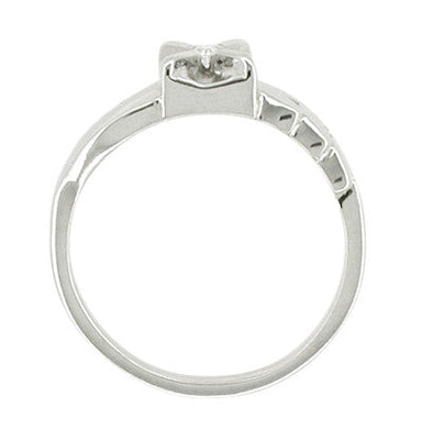 Flowing Vintage Retro Moderne Diamond Ring in 14 Karat White Gold - Illusion Setting - alternate view
