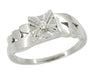 Flowing Vintage Retro Moderne Diamond Ring in 14 Karat White Gold - Illusion Setting