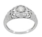 Platinum Art Deco Floral Dome Filigree Diamond Engagement Ring