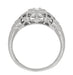 Platinum Art Deco Floral Dome Filigree Diamond Engagement Ring