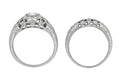 Platinum Art Deco Floral Dome Filigree Diamond Engagement Ring