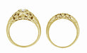1920's Art Deco Low Dome Yellow Gold Filigree White Sapphire Ring