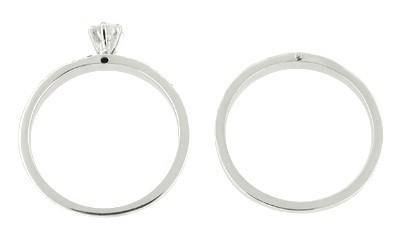 Floral Antique Finish Wedding Set in 14 Karat White Gold - Item: R436 - Image: 2