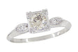 Retro Moderne 14 Karat White Gold Antique Diamond Engagement Ring