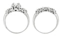 Mid Century Diamond Antique Wedding Ring Set in 14 Karat White Gold