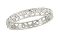 Graniteville Art Deco Filigree Platinum Antique Rose Cut Diamond Wedding Band - Size 7.25