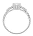 Art Deco Loving Hearts 1/2 Carat Diamond Antique Style Engraved Engagement Ring in 18 Karat White Gold