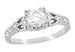 Art Deco Loving Hearts Antique Style Engraved 3/4 Carat Diamond Engagement Ring in 14 or 18 Karat White Gold