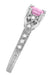 Art Deco Loving Hearts Princess Cut Pink Sapphire Vintage Style Engraved Engagement Ring in Platinum