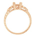 Loving Hearts Art Deco Antique Style Engagement Ring Setting for a 1 Carat Round or Princess Cut Diamond in 14 Karat Rose ( Pink ) Gold
