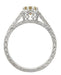 Art Deco Crown 1 Carat Champagne Diamond Engagement Ring in 18 Karat White Gold