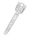Royal Crown 1/2 Carat Natural Diamond Antique Style Engraved Engagement Ring in 18 Karat White Gold