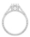 Royal Crown 1/2 Carat Natural Diamond Antique Style Engraved Engagement Ring in 18 Karat White Gold