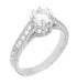 Royal Crown 1/2 Carat Natural Diamond Antique Style Engraved Engagement Ring in 18 Karat White Gold