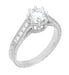 Royal Crown 1/2 Carat Natural Diamond Antique Style Engraved Engagement Ring in 18 Karat White Gold