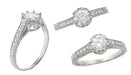 Royal Crown 3/4 Carat Engraved Art Deco Vintage Inspired Platinum Engagement Ring Setting