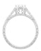 Royal Crown 1/2 Carat Antique Style Engraved Engagement Ring in Platinum