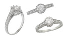 Royal Crown 1/2 Carat Antique Style Engraved Engagement Ring Setting in 14K or 18K White Gold | 5.5mm Round Ring Mount
