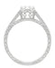Art Deco 3/4 Carat Antique Style Engraved Crown Engagement Ring in 18 Karat White Gold