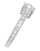 Art Deco 3/4 Carat Antique Style Engraved Crown Engagement Ring in 18 Karat White Gold