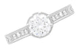 Art Deco 3/4 Carat Antique Style Engraved Crown Engagement Ring in 18 Karat White Gold