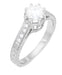 Art Deco 3/4 Carat Antique Style Engraved Crown Engagement Ring in 18 Karat White Gold
