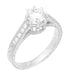 Art Deco 3/4 Carat Antique Style Engraved Crown Engagement Ring in 18 Karat White Gold