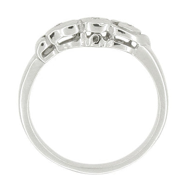 Retro Moderne Diamond Set Filigree Hearts Wedding Ring in 14 Karat White Gold - alternate view