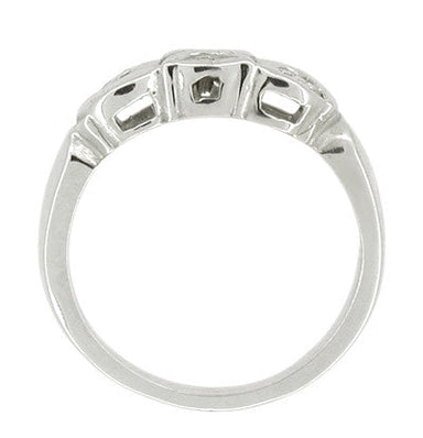 Retro Moderne Filigree Scalloped Diamond Wedding Band in White Gold - alternate view