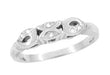 Retro Moderne Filigree Scalloped Diamond Wedding Band in White Gold