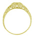 Art Deco 1920's Heirloom Filigree Diamond and Side Emerald Engagement Ring in Yellow Gold